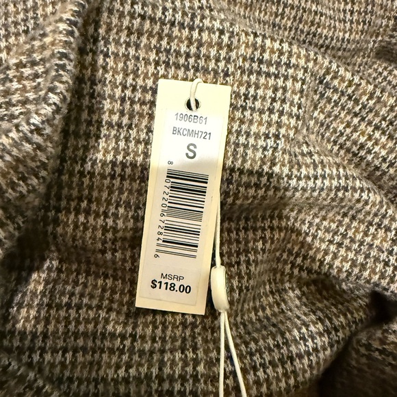 NWT Max Studio Brown Double Knit Houndstooth Bubble Sleeve Dress - Small - Picture 7 of 9